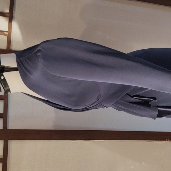 Niteline Della Roufogali Navy Front Cascade at the Waist Cocktail Dress Sz 4 - Picture 5 of 11